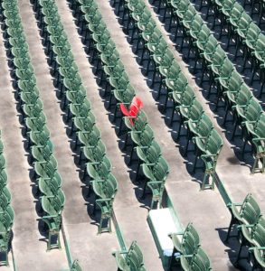 A chair in a different color than its surroundings.