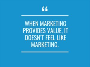 A statement discussing value of marketing.