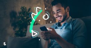 An illustrative graphic above a smartphone.