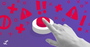 A person pressing a red button.