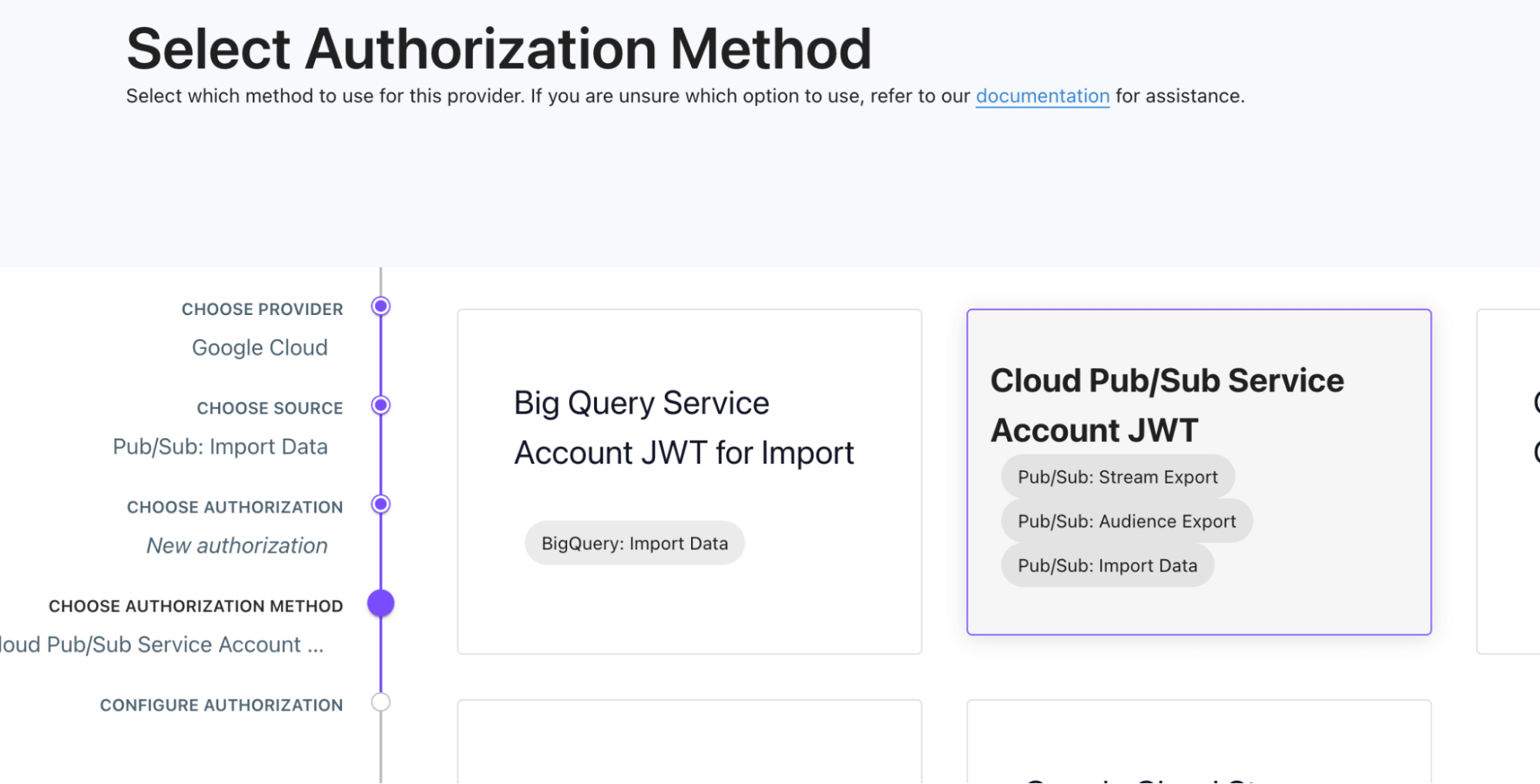 Select authorization method