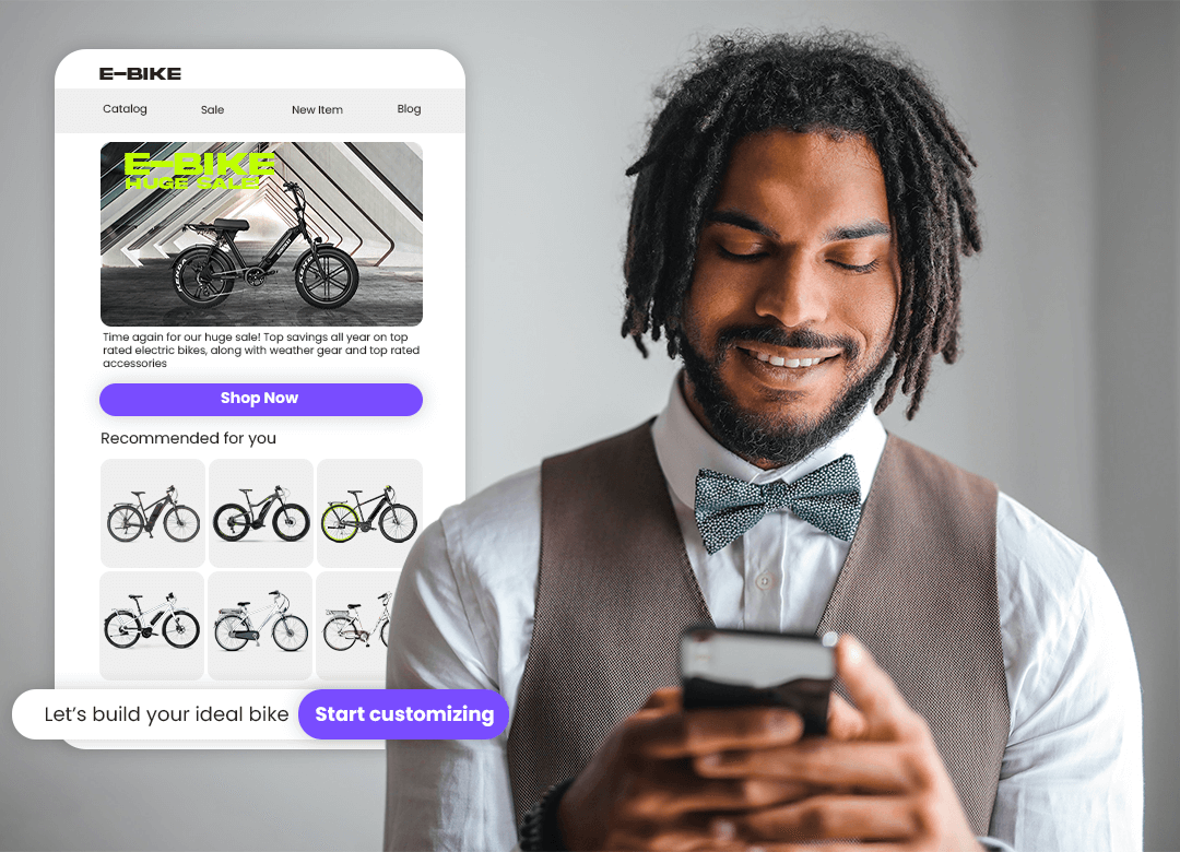man shopping for ebikes online